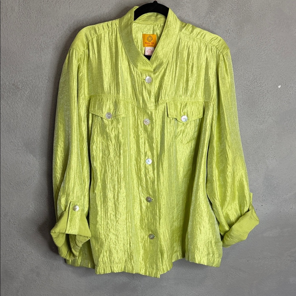 Ruby Rd. Vibrant Green Blouse
